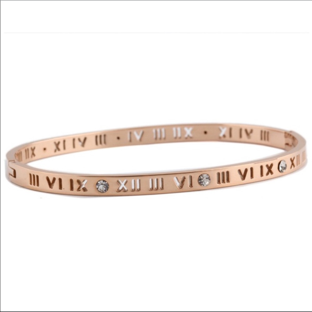 Rose Gold Jewelry - Quality Roman Numeral Bangle - Picture 3 of 5